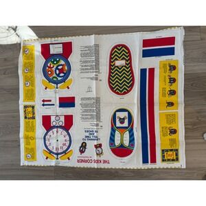 Fabric Traditions The Kids Corner Learning to Tell Time Tie Shoes Fabric Panel